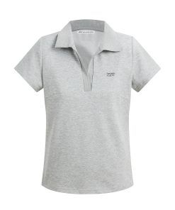 V-neck Short Sleeve Slim Fit Logo Print T-shirt for Women - Comfortable Summer Polo Top, Casual Daily Wear