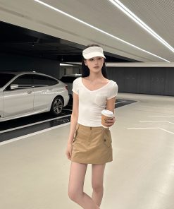 V-neck Slim Fit High Elastic Basic Versatile Top - Pure Desire Oxygen Style for Effortless Everyday Fashion