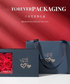 Valentine's Day Jewelry Gift Box with 9 Roses, Bracelet, Ring, Necklace, and Earrings for Romantic Gifts