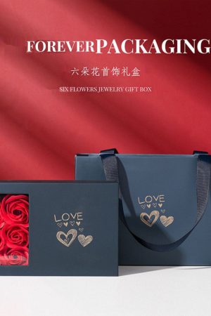Valentine's Day Jewelry Gift Box with 9 Roses, Bracelet, Ring, Necklace, and Earrings for Romantic Gifts