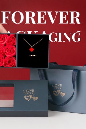 Valentine's Day Jewelry Gift Box with 9 Roses, Bracelet, Ring, Necklace, and Earrings for Romantic Gifts