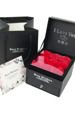 Valentine's Day Jewelry Gift Box with 9 Roses, Bracelet, Ring, Necklace, and Earrings for Romantic Gifts