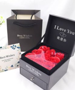 Valentine's Day Jewelry Gift Box with 9 Roses, Bracelet, Ring, Necklace, and Earrings for Romantic Gifts