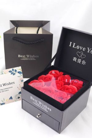 Valentine's Day Jewelry Gift Box with 9 Roses, Bracelet, Ring, Necklace, and Earrings for Romantic Gifts