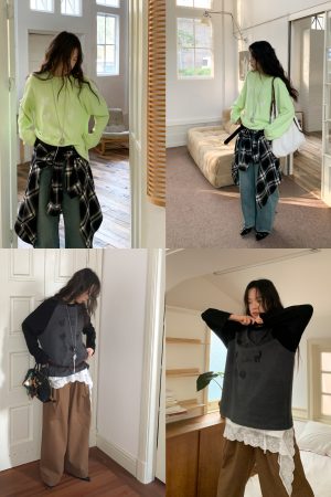 Velvet Feel Thermal Long Sleeve T-Shirt with Nine-Grid Pattern - Cozy Casual Style for Fall and Winter