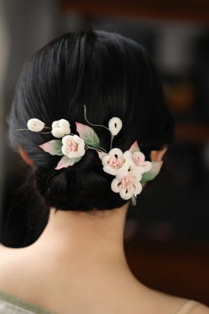 Velvet Floral Hairpin for Women - Autumn Winter Hanfu Hair Accessories, Ancient Style Qipao Side Clip, Bun Ornament