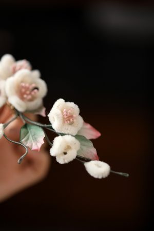 Velvet Floral Hairpin for Women - Autumn Winter Hanfu Hair Accessories, Ancient Style Qipao Side Clip, Bun Ornament