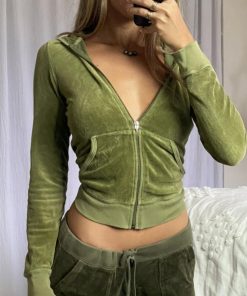 Velvet Hooded Zipper Jacket with Flared Pants Set for Women - Autumn Winter Two-Piece Outfit, Trendy Casual Style