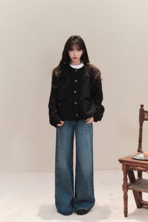 Velvet Patchwork Little Chanel Jacket - Vintage High-End Loose Slimming Silhouette Short Top for Women, 90s Inspired Fashion