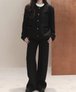 Velvet Patchwork Little Chanel Jacket - Vintage High-End Loose Slimming Silhouette Short Top for Women, 90s Inspired Fashion