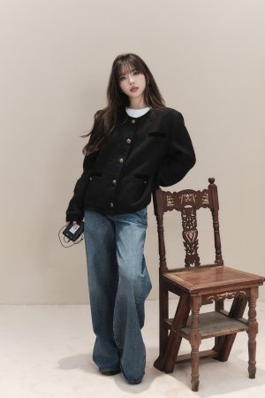 Velvet Patchwork Little Chanel Jacket - Vintage High-End Loose Slimming Silhouette Short Top for Women, 90s Inspired Fashion