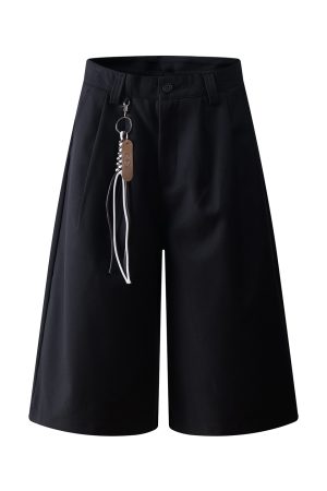 Versatile American-Style Minimalist Three-Quarter Wide-Leg Summer Trousers - High-End Casual Straight-Leg Shorts for Effortless Style