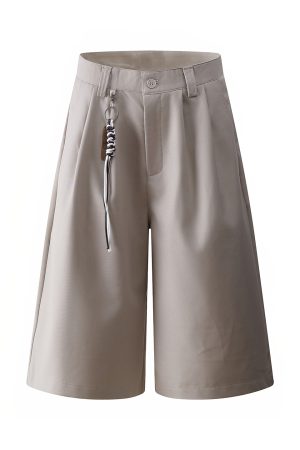 Versatile American-Style Minimalist Three-Quarter Wide-Leg Summer Trousers - High-End Casual Straight-Leg Shorts for Effortless Style