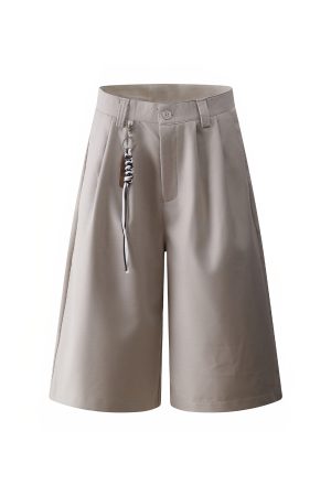 Versatile American-Style Minimalist Three-Quarter Wide-Leg Summer Trousers - High-End Casual Straight-Leg Shorts for Effortless Style