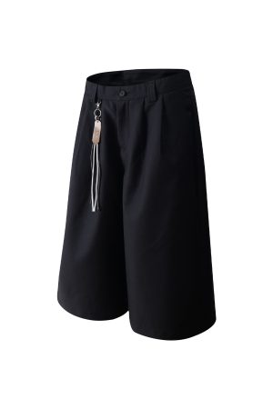 Versatile American-Style Minimalist Three-Quarter Wide-Leg Summer Trousers - High-End Casual Straight-Leg Shorts for Effortless Style