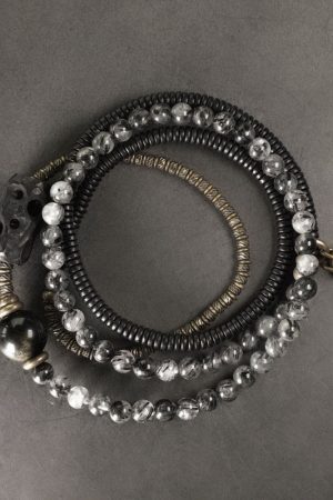 Versatile Black Sandalwood Beaded Bracelet for Men and Women - Unique Mixed Design Jewelry for Everyday Style