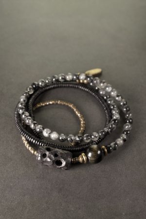 Versatile Black Sandalwood Beaded Bracelet for Men and Women - Unique Mixed Design Jewelry for Everyday Style