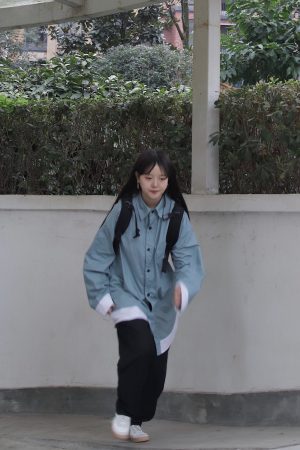 Versatile Color-Blocking Oversized Japanese-Style Work Shirt Jacket for Students - Trendy Loose Fit