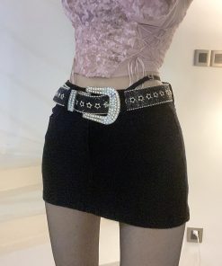 Versatile Heavy-Duty Rhinestone Sequin Belt with Star Design - Shining and Adorable Accessory for 90s and Y2K Fashion