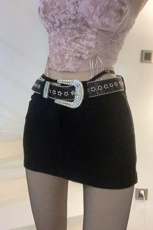 Versatile Heavy-Duty Rhinestone Sequin Belt with Star Design - Shining and Adorable Accessory for 90s and Y2K Fashion