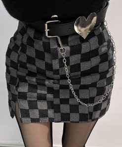 Versatile High-Quality Leather Belt with Cupid Heart Metal Splicing Chain - Trendy Y2K Love Heart Design