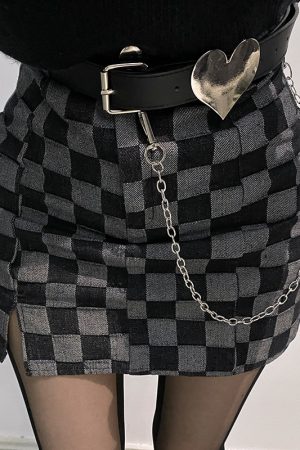 Versatile High-Quality Leather Belt with Cupid Heart Metal Splicing Chain - Trendy Y2K Love Heart Design