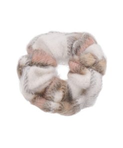 Versatile Japanese Style Checkered Wool Hair Tie - Plush Large Hair Rope for Women - Perfect for Autumn and Winter Fashion