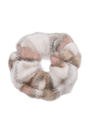 Versatile Japanese Style Checkered Wool Hair Tie - Plush Large Hair Rope for Women - Perfect for Autumn and Winter Fashion