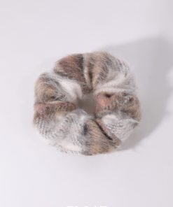 Versatile Japanese Style Checkered Wool Hair Tie - Plush Large Hair Rope for Women - Perfect for Autumn and Winter Fashion