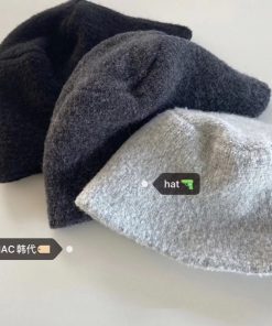 Versatile Knitted Bucket Hat for Autumn & Winter - Comfortable Plush Grainy Fisherman Style - Trendy Korean Fashion Accessory