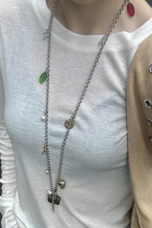 Versatile Long Necklace with Bag Pendant, Unique Sweater Neck Chain & Dress Waist Accessory for Youthful Style