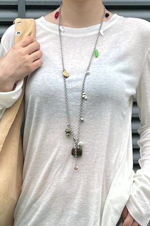 Versatile Long Necklace with Bag Pendant, Unique Sweater Neck Chain & Dress Waist Accessory for Youthful Style