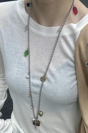 Versatile Long Necklace with Bag Pendant, Unique Sweater Neck Chain & Dress Waist Accessory for Youthful Style