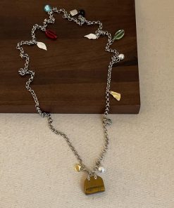 Versatile Long Necklace with Bag Pendant, Unique Sweater Neck Chain & Dress Waist Accessory for Youthful Style