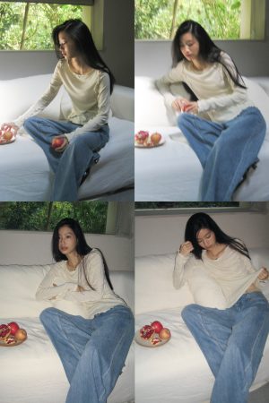 Versatile Long-Sleeve Slim-Fit T-Shirt with Lace Trim in Lyocell Wool - Perfect for Layering and Everyday Style