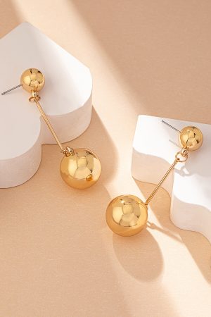 Versatile Metal Round Ball Long Earrings for Girls - Simple Elegant Fashion Accessories for Everyday Commuting