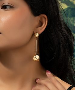 Versatile Metal Round Ball Long Earrings for Girls - Simple Elegant Fashion Accessories for Everyday Commuting