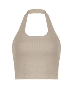 Versatile Multi-Color Halter Backless Tank Top - Trendy Casual Slim-Fit Cropped Style for 90s and Y2K Inspired Layering