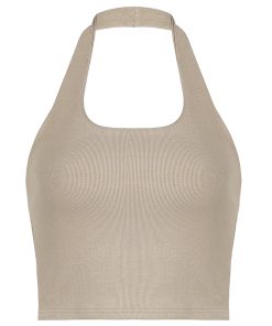 Versatile Multi-Color Halter Backless Tank Top - Trendy Casual Slim-Fit Cropped Style for 90s and Y2K Inspired Layering