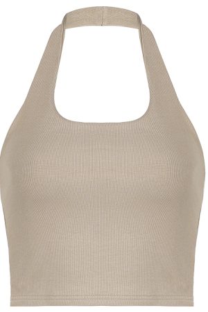 Versatile Multi-Color Halter Backless Tank Top - Trendy Casual Slim-Fit Cropped Style for 90s and Y2K Inspired Layering