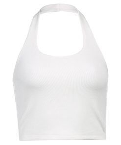 Versatile Multi-Color Halter Backless Tank Top - Trendy Casual Slim-Fit Cropped Style for 90s and Y2K Inspired Layering