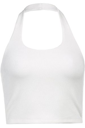 Versatile Multi-Color Halter Backless Tank Top - Trendy Casual Slim-Fit Cropped Style for 90s and Y2K Inspired Layering