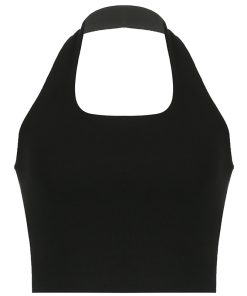 Versatile Multi-Color Halter Backless Tank Top - Trendy Casual Slim-Fit Cropped Style for 90s and Y2K Inspired Layering