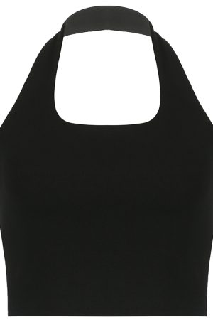 Versatile Multi-Color Halter Backless Tank Top - Trendy Casual Slim-Fit Cropped Style for 90s and Y2K Inspired Layering