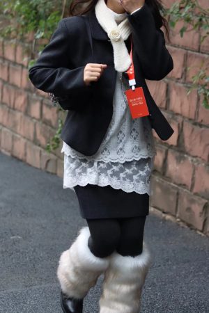Versatile Pumpkin Wool Blend Suit Jacket, Short Skirt & Long Sleeve Lace Top Three-Piece Set - Chic Fall Fashion Ensemble