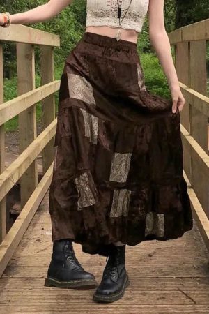 Versatile Style, Summer Outfits Layers - Fairycore Patchwork Maxi Skirt