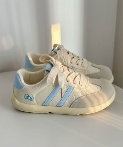 Versatile White Casual Bread Shoes for Women - Spring 2025 Hello Kitty Cat Design, Trendy Y2K Style Footwear