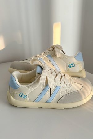 Versatile White Casual Bread Shoes for Women - Spring 2025 Hello Kitty Cat Design, Trendy Y2K Style Footwear