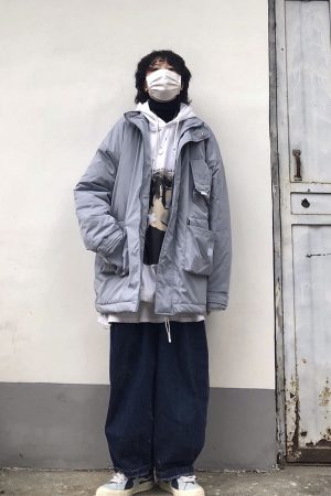 Versatile Winter Cotton Jacket for Students, Loose Fit Warm Outerwear, Functional Trendy Workwear, Thick Layering Essential
