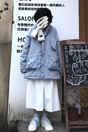 Versatile Winter Cotton Jacket for Students, Loose Fit Warm Outerwear, Functional Trendy Workwear, Thick Layering Essential